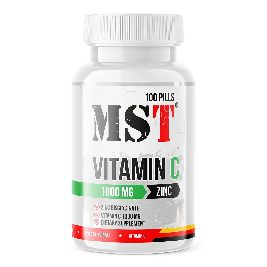 Вітаміни та мінерали MST Nutrition Vitamin C + Zinc, 100 таблеток