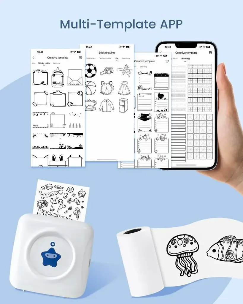 Міні Bluetooth термопринтер Vretti TP2-Y з комплектом із 10 рулонів паперу - фото 5