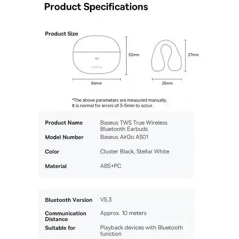 Навушники Baseus AirGo AS01 Open Ear Clip On Wireless Earbuds чорні (A00069101113-00) - фото 10