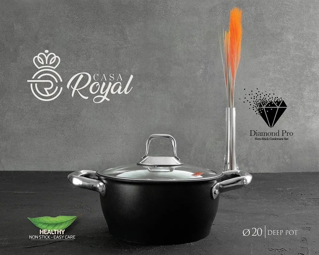 Набір посуду Casa Royal P-UKR 20100 "Greblon Diamond Pro" Black 7 предметів - фото 8