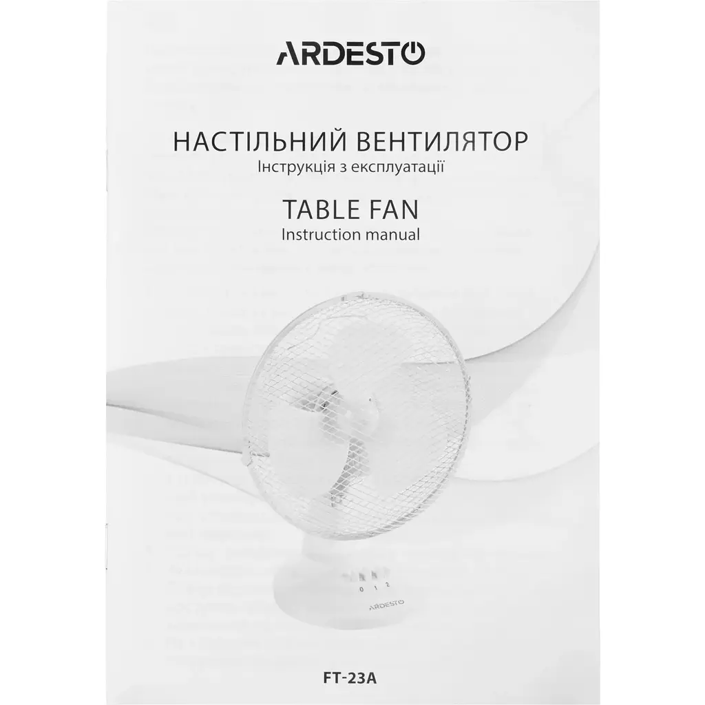 Вентилятор настольный Ardesto FT-23A 23 см 2 скорости белый - фото 9
