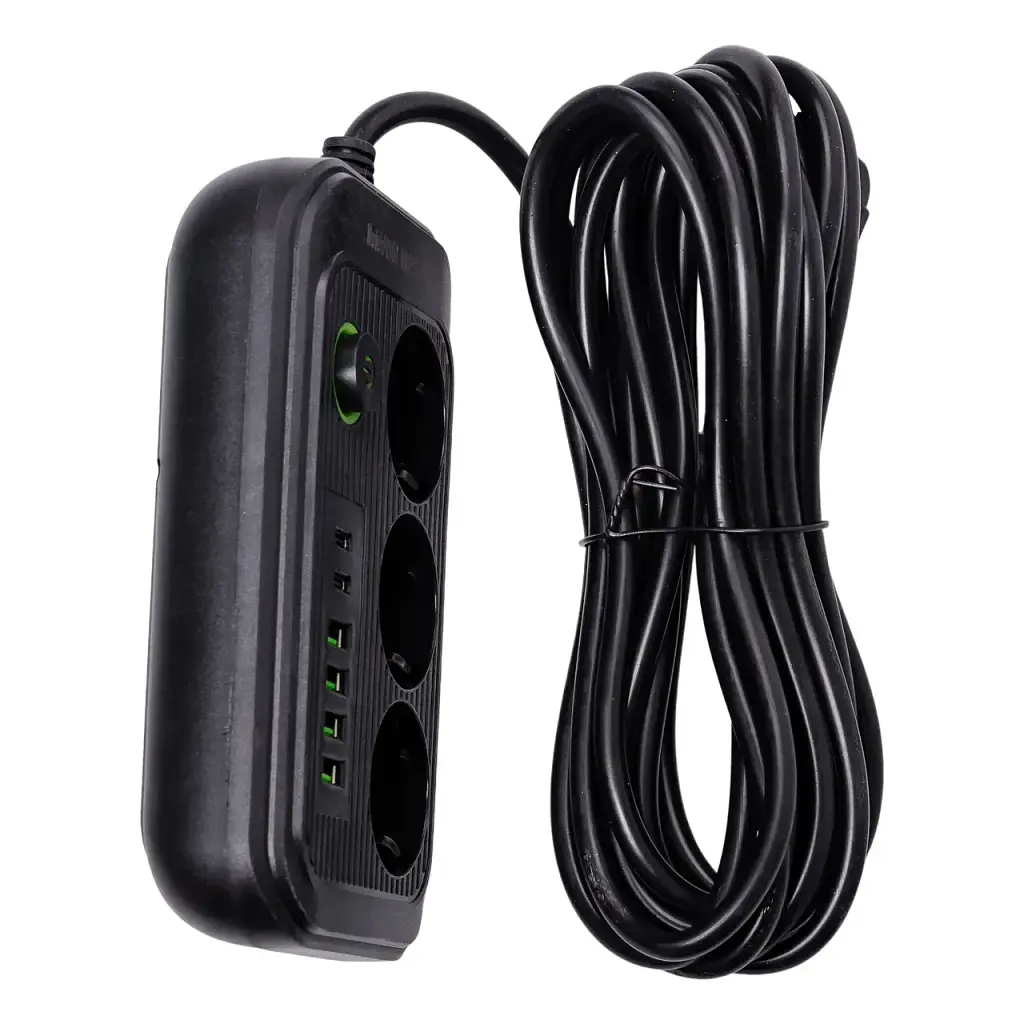 Мережевий фільтр-подовжувач Yiwu HP-5-22 LUXE F016U на 3 розетки 6 USB 4,75 метри чорний  - фото 7