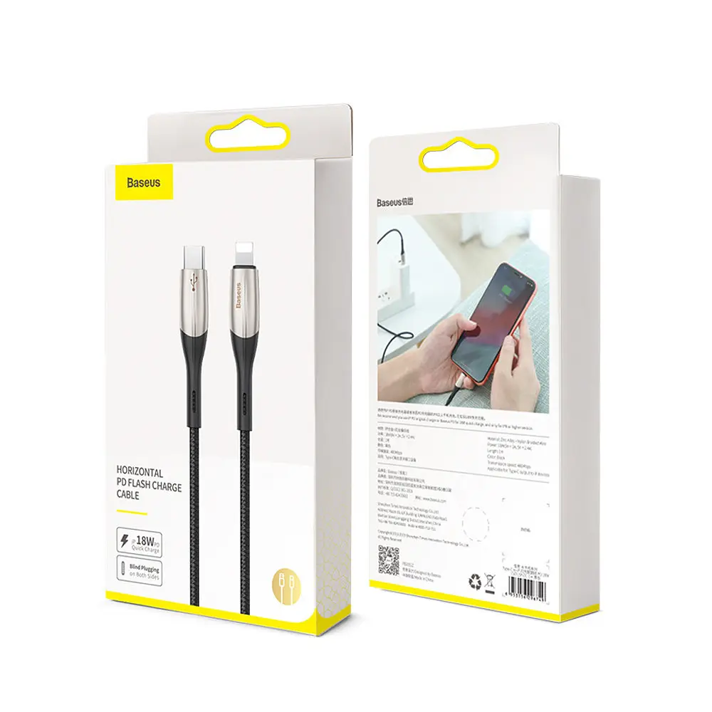 Кабель Baseus Horizontal Data Cable Type-C to iP PD 18W 1 м Чорний - фото 2