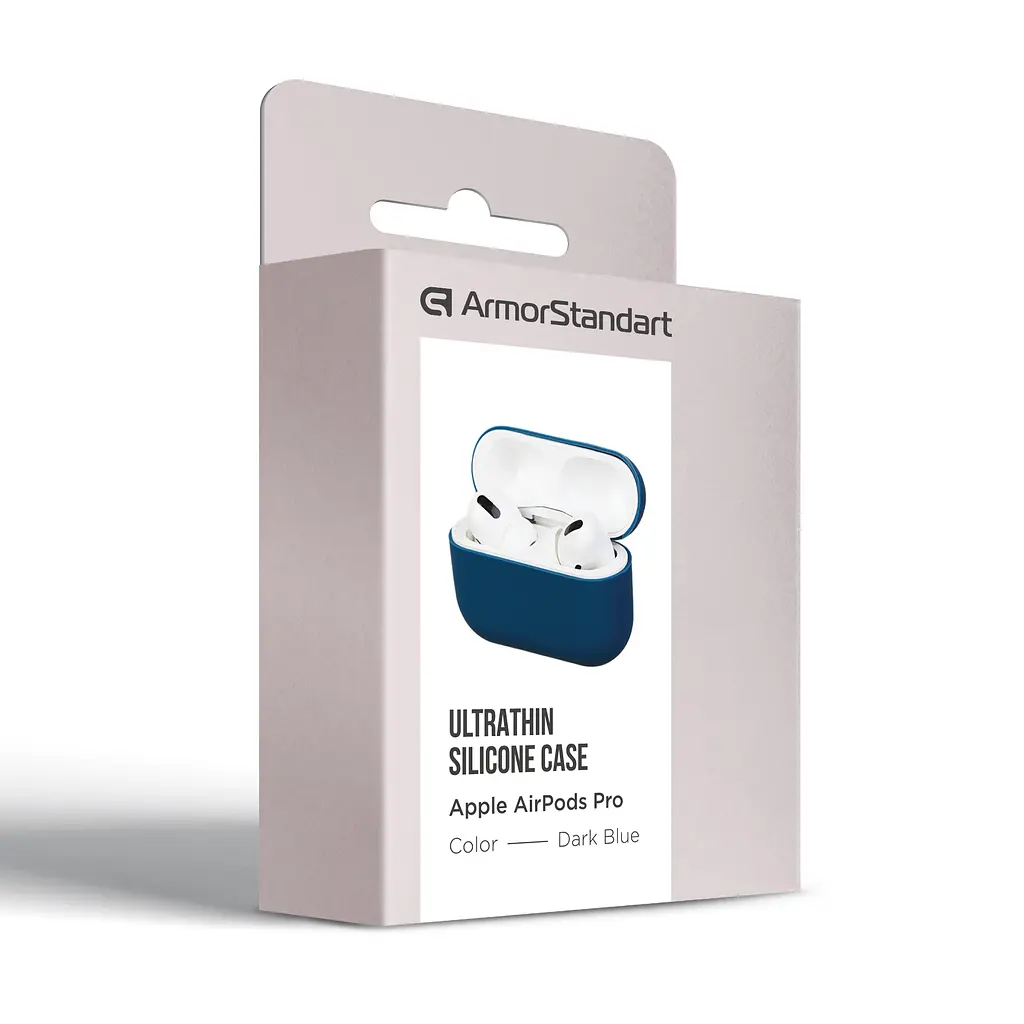 Силіконовий чохол для навушників Apple AirPods Pro, Ultrathin Silicone Case, синій, захисний чохол, ультратонкий і легкий, захист від подряпин і пилу, м"який силікон, ArmorStandart (ARM55953) - фото 3