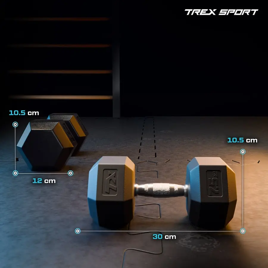Гантеля шестигранна прогумована TX-075RD Trex Sport 7,5кг - фото 2