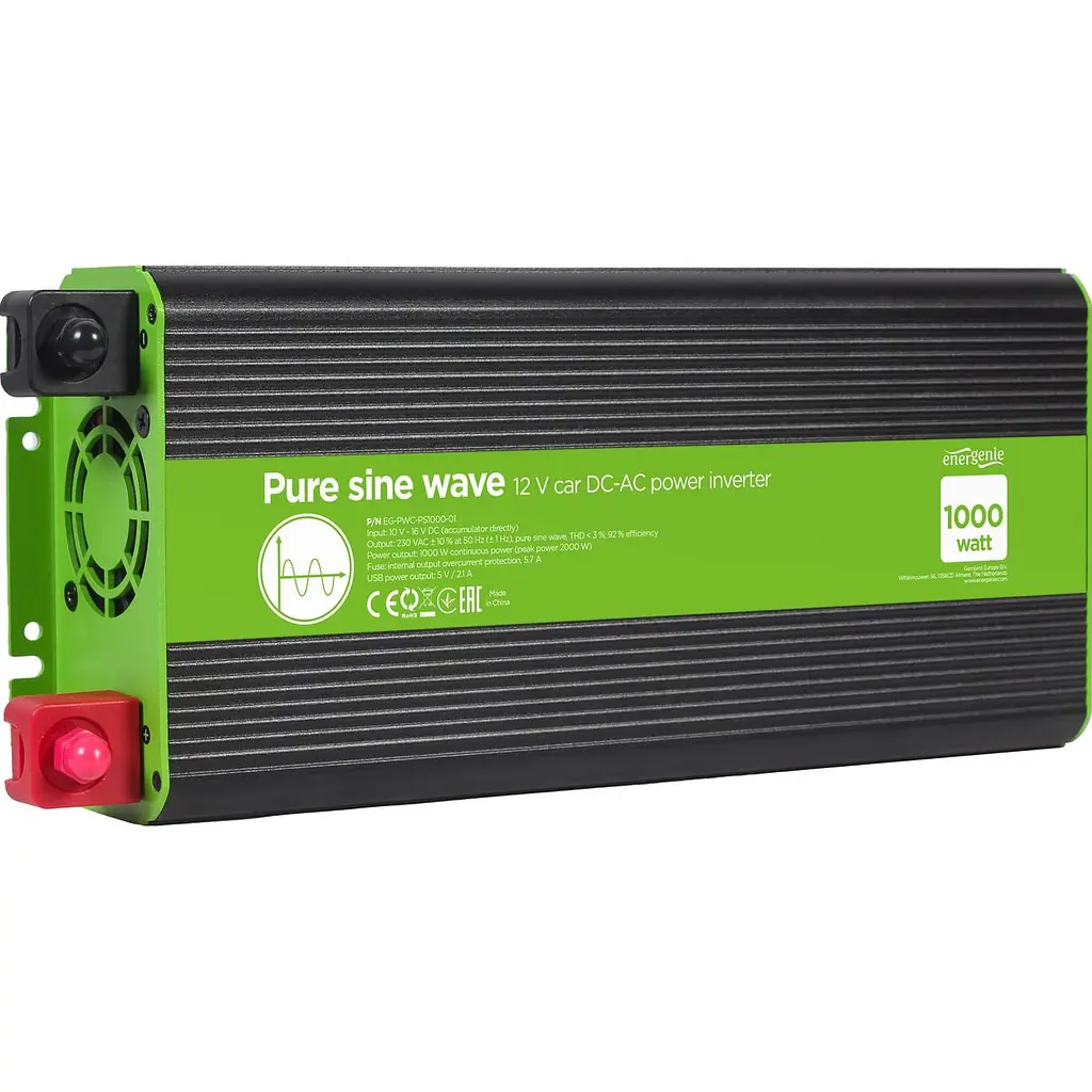 Інвертор EnerGenie 12V/230V 1000W (2000W peak power) чиста синусоїда (EG-PWC-PS1000-01 1000 Вт (EG-PWC-PS1000-01) - фото 2