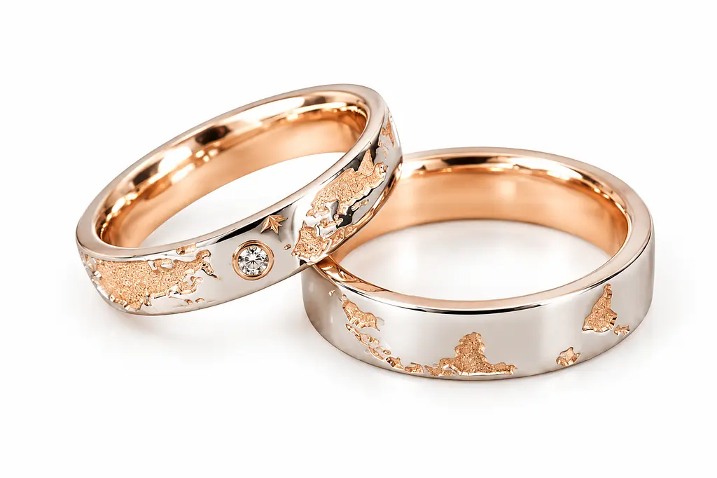 Жіноча обручка Jewellery Continent "Карта світу" з червоного та білого золота з діамантом 18 (К-0861) - фото 4