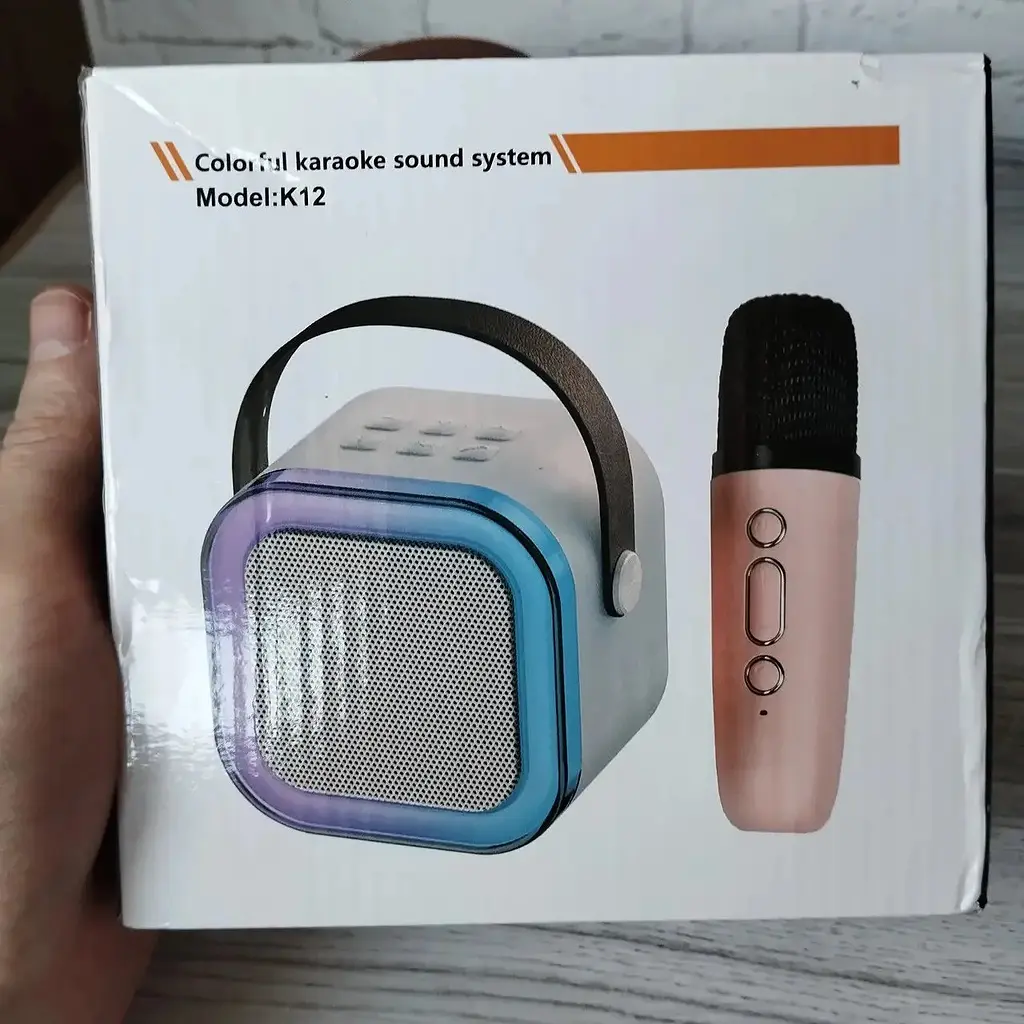 Дитяча Bluetooth колонка з мікрофоном 5Вт RGB підсвічування Міні караоке 2000mAh K12 Бежевий - фото 10