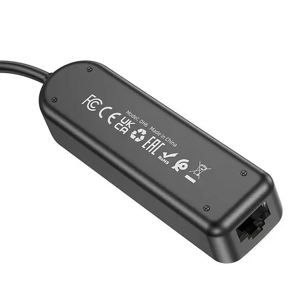 Конвертер Адаптер Borofone DH6 Erudite 4-in-1 Gigabit Ethernet Adapter 20 см - фото 5