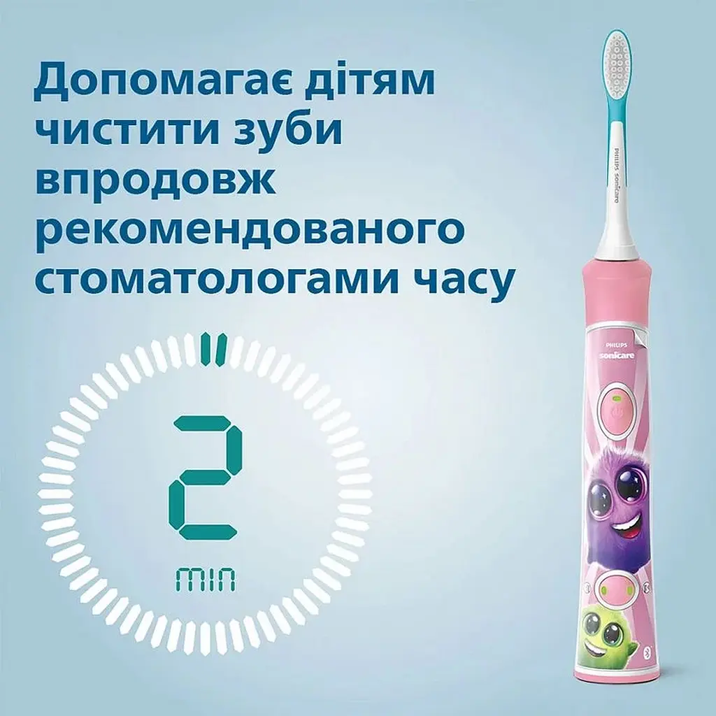Електрична зубна щітка Philips Sonicare For Kids рожева (HX6352/42) - фото 3