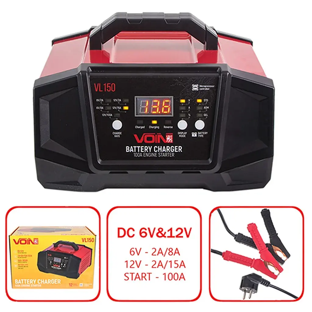 Пуско зарядний пристрій Voin 6&12V/2A-8A-15A/Start-100A/8-180AHR/LCD індик (VL-150) - фото 2
