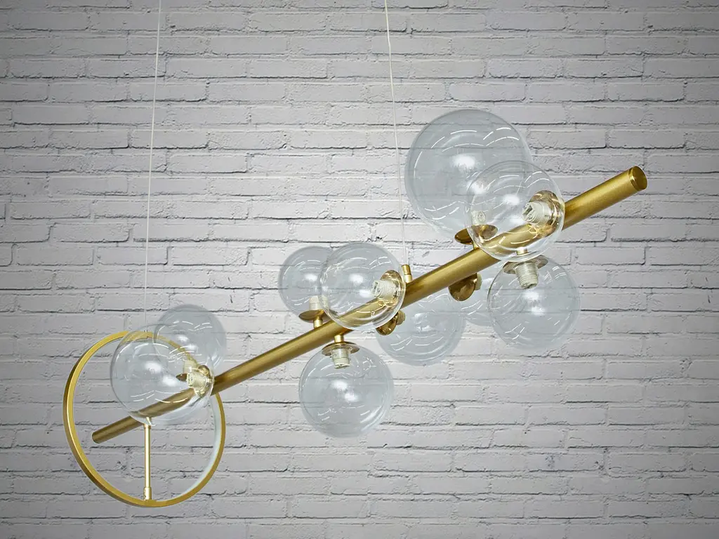 Стельова люстра LED Diasha 1947-10G Loft, 10 плафонів, 10W, 3000K, метал, скло, сучасний стиль для дому - фото 2