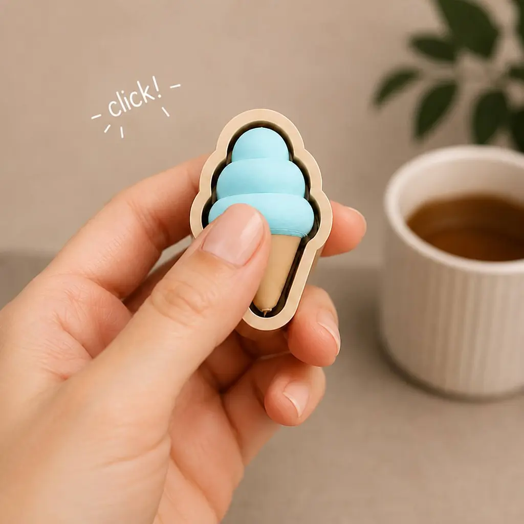 Клікер-антистрес Puffy Ice Cream Clicker 32939 6х4 см блакитний - фото 2