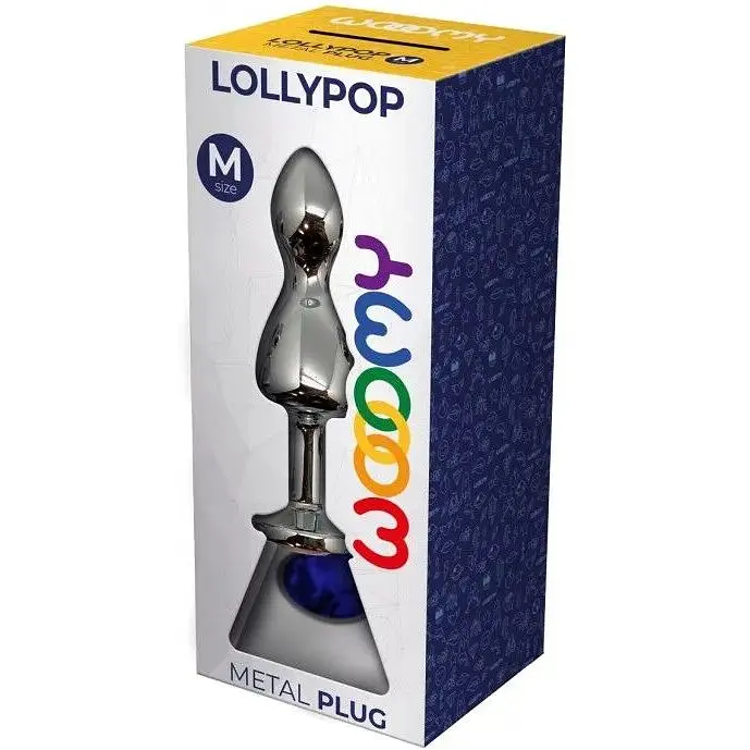 Металева анальна пробка Wooomy Lollypop Double Ball Metal Plug Blue M - фото 3