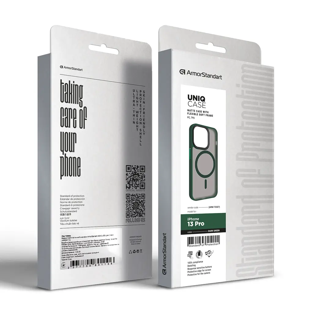 Чехол для Apple iPhone 13 Pro, Uniq MagCase, зеленый, противоударный, панель-накладка с MagSafe, ударопрочный TPU+PC, с магнитом MagSafe, поддержка полноценной беспроводной зарядки, ArmorStandart (ARM75327) - фото 6