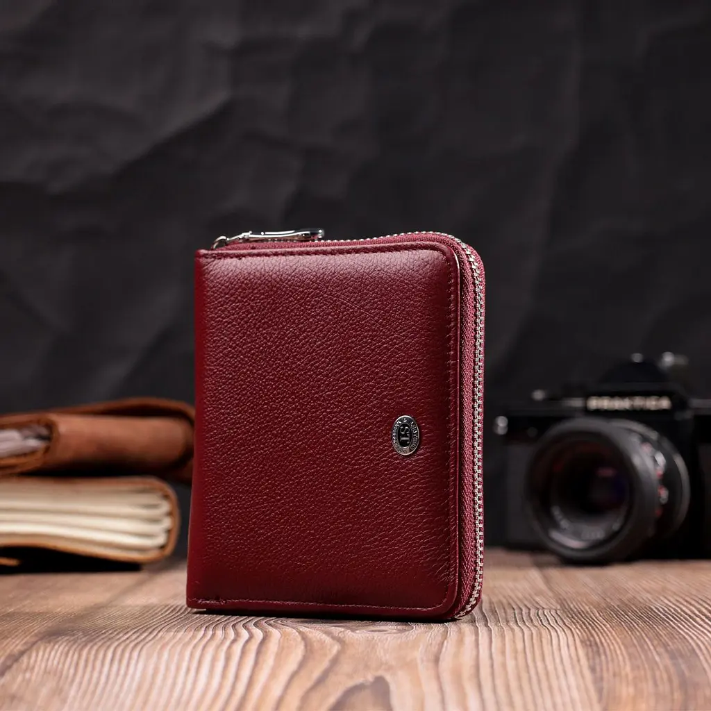 Портмоне для жінок на блискавці з натуральної шкіри ST Leather 19487 бордовий - фото 8