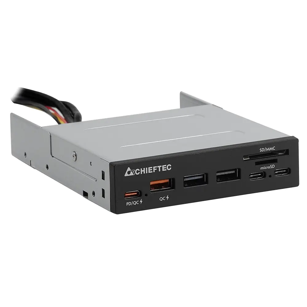 Card Reader 2x USB3.2, 2x Type-C, 1x PD3.0, 1x QC3.0 USB, внутренний, 3.5" черный CRD-908H Chieftec - фото 2