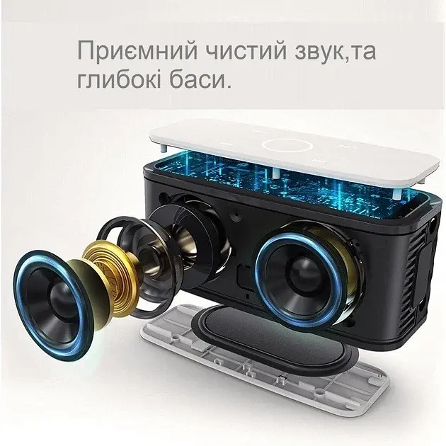 Портативна Колонка DOSS SoundBox Touch WhiteGrey Bluetooth динамік - фото 2