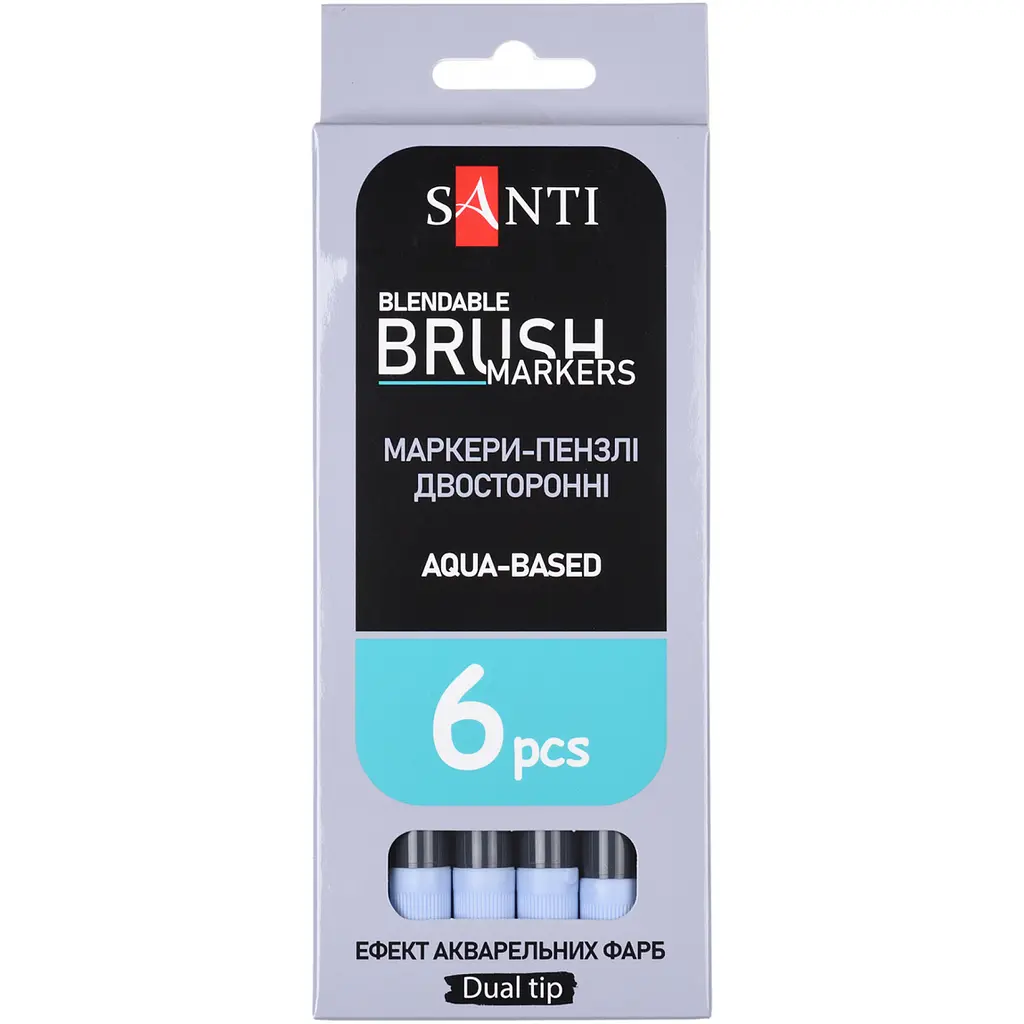 Маркер акварельний Santi Brush Marker SWB-11 бузковий двосторонній 6 шт. (391067) - фото 4