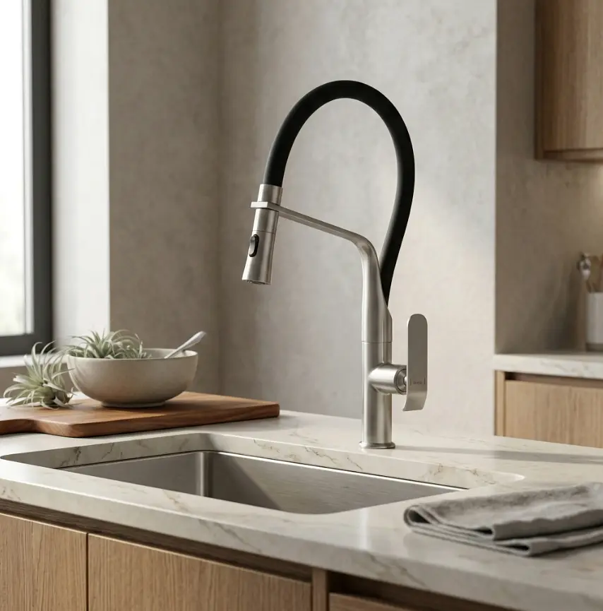 Змішувач для кухні Rea Castor із гнучким виливом black nikiel brushed REA-B4322 - фото 4
