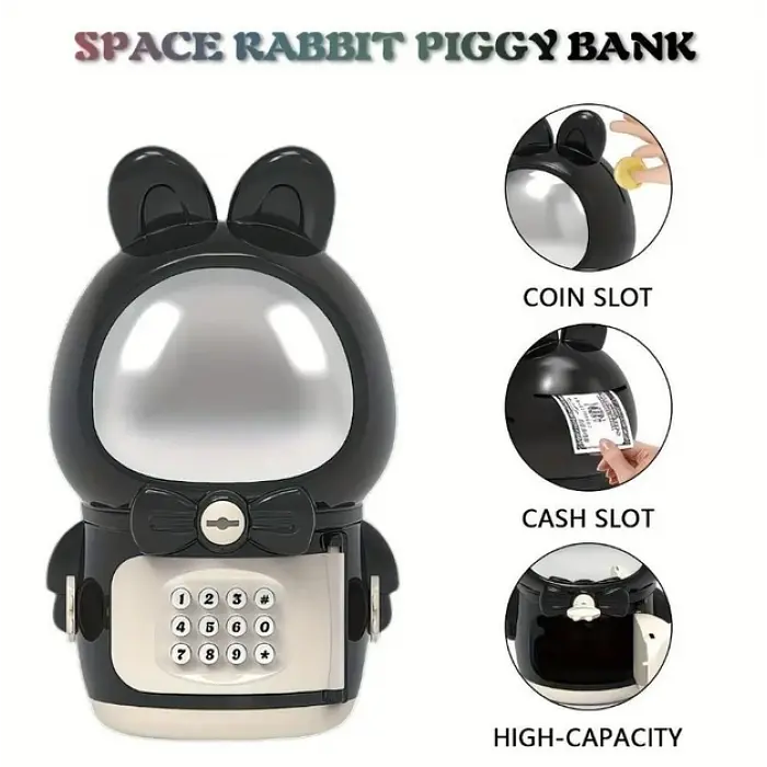 Дитяча електронна скарбничка — сейф із замком Зайчик — Космонавт Space Rabbit Piggy - фото 3