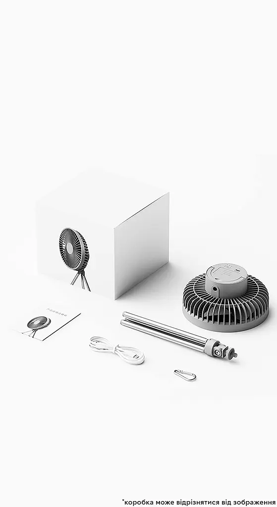 Портативный аккумуляторный вентилятор Kinscoter DQ-213 диаметр 16.5 см батарея 4 000 mAh, White - фото 7