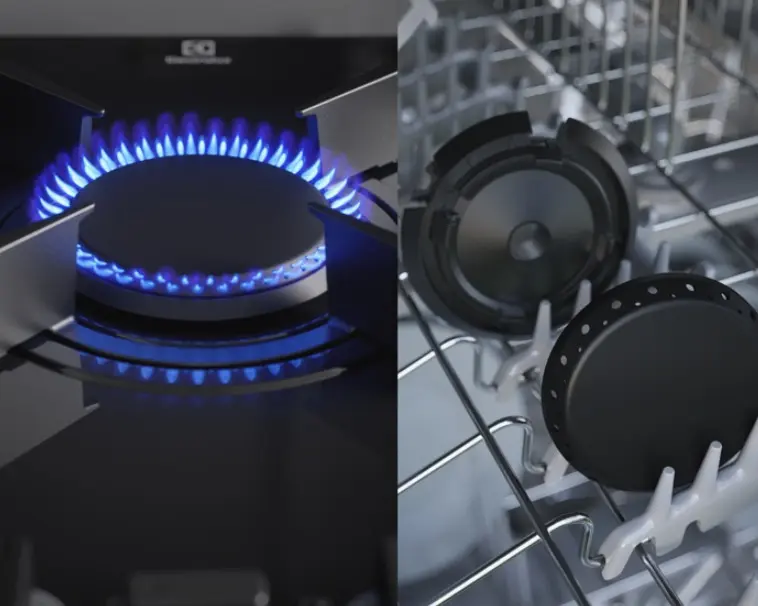 Варильна поверхня газова на склі Electrolux 60 см чугун електрон. керування Hob2Hood чорний - фото 8