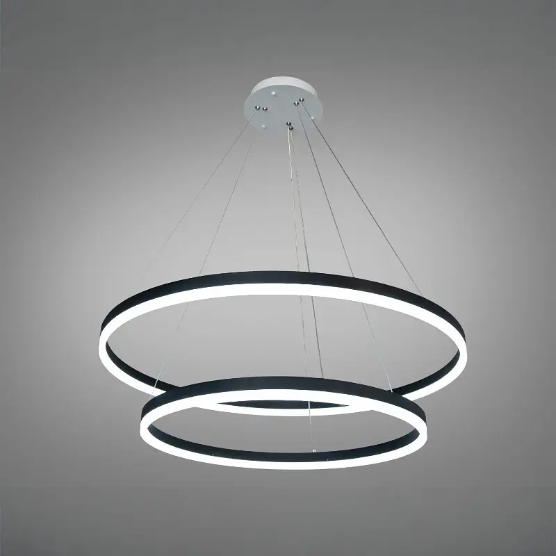 Підвісна Led люстра кільця D8174-800+600BK - фото 4