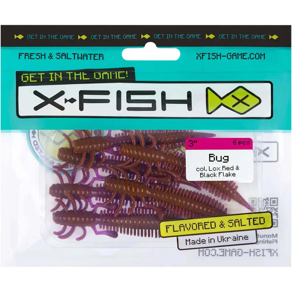 Силікон X-Fish Bug 3" Lox Red & Black Flake (6шт/уп) - фото 2