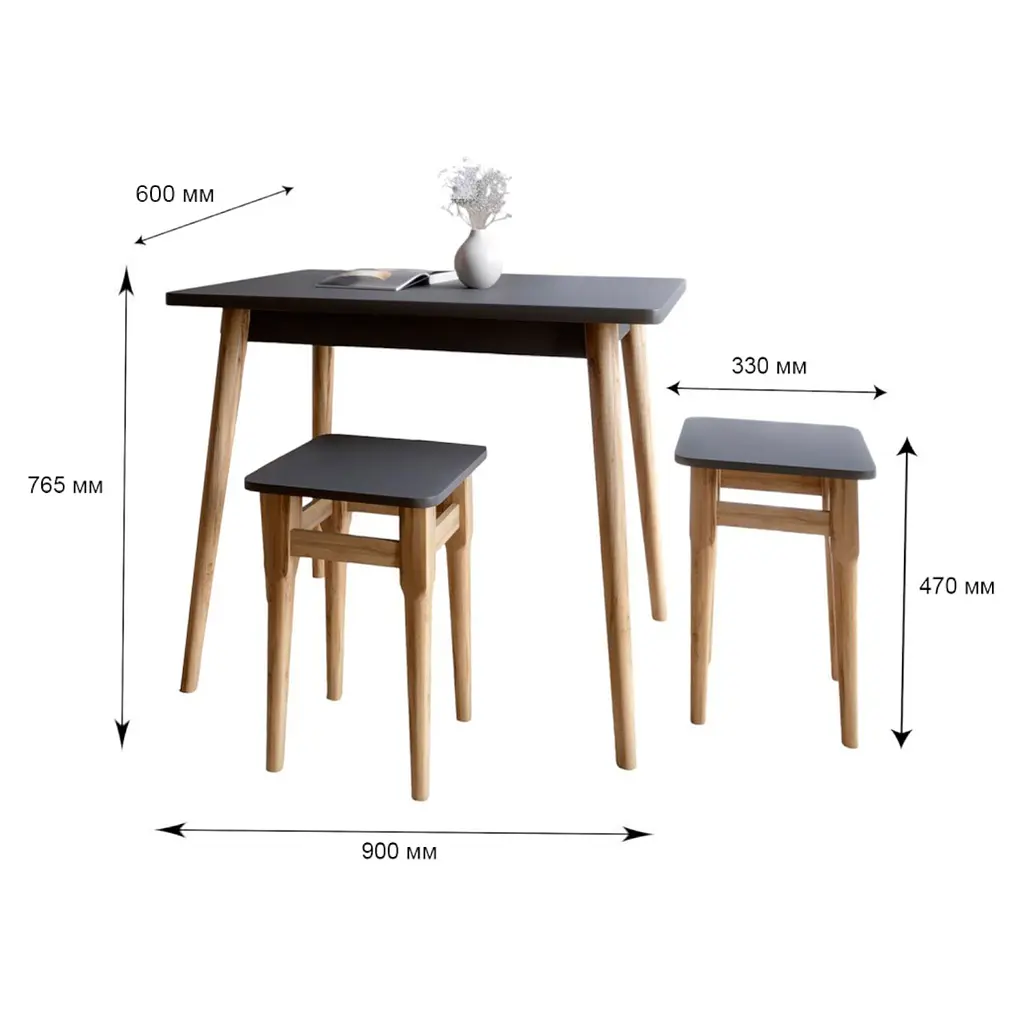 Обеденный комплект для кухни Майами-2 кромка ПВХ 0,45 мм стол и 4 табурета Самоа дымчатый (LION-041244) - фото 2