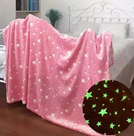 Дитячий що світяться плед із зірками 120×150 см Magic Blanket м'який матеріал мікрофібра Рожевий  - фото 2