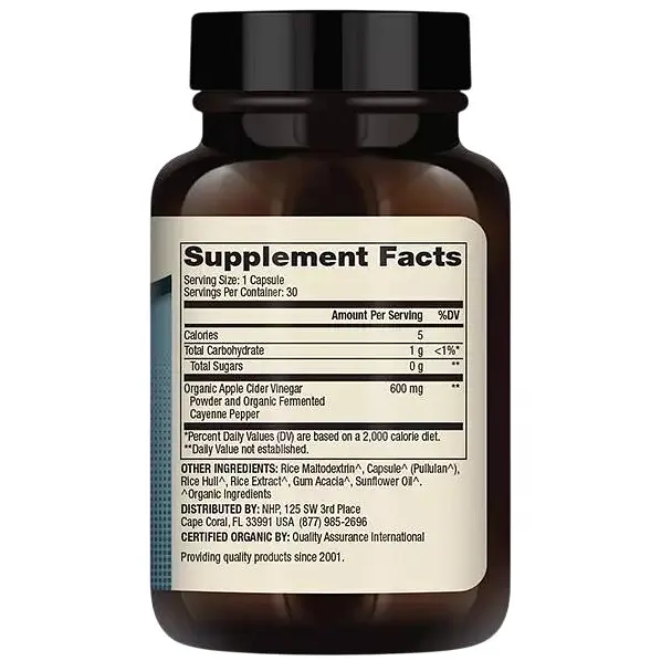 Органічний ферментований Яблучний оцет і Кайенский перець Dr. Mercola Organic Fermented Apple Cider Vinegar and Cayenne 30 капсул - фото 2
