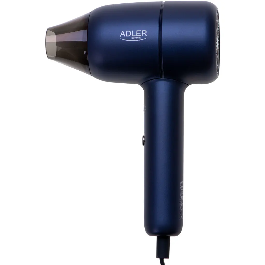 Фен Adler AD 2279b синій 1800Вт/ 2 швидкості/ хол.обдув/ темп.режимів-2/іонізація/ насадки - 1 шт.