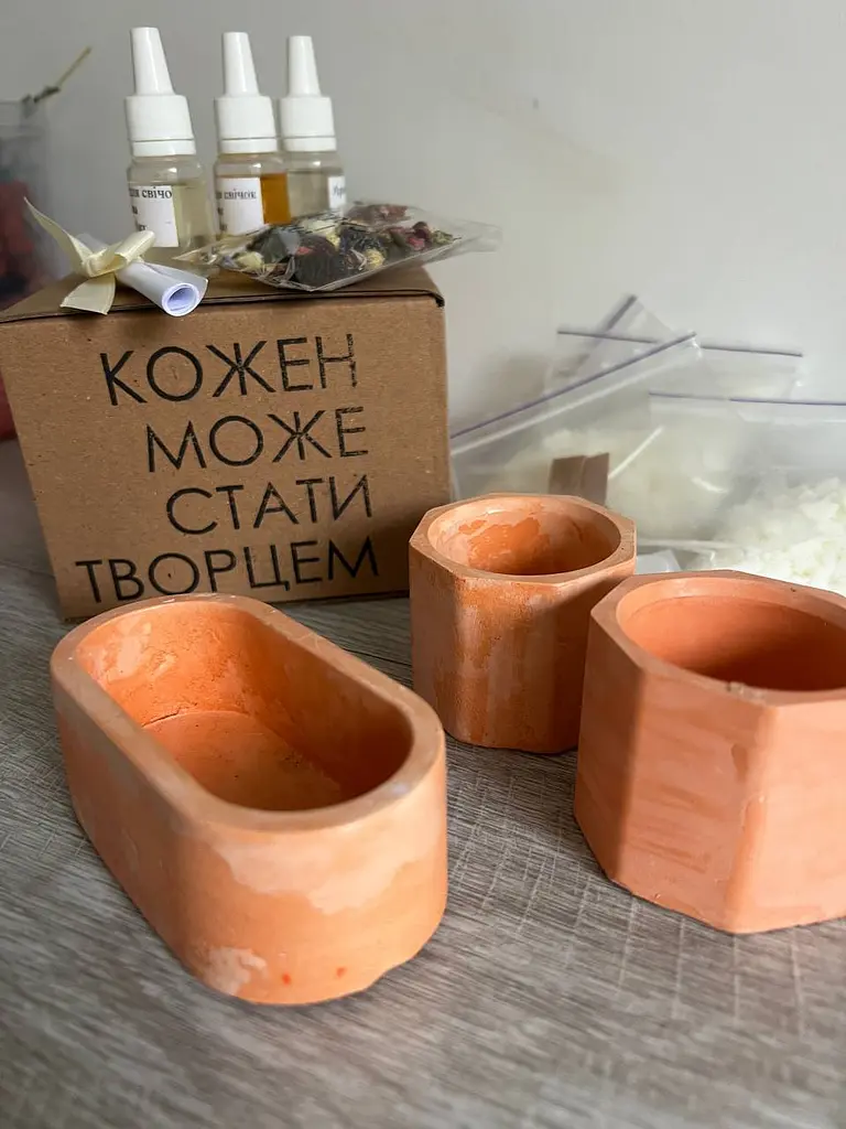 Подарунковий набір для створеня 3х свічок помаранчевий Hand Made - фото 2
