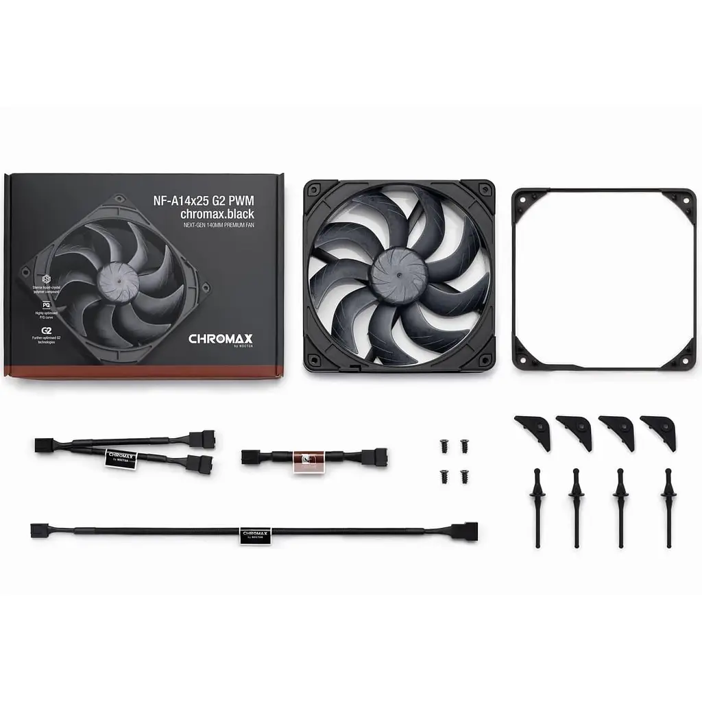 Вентилятор Noctua NF-A14x25 G2 PWM CHROMAX Black - фото 5