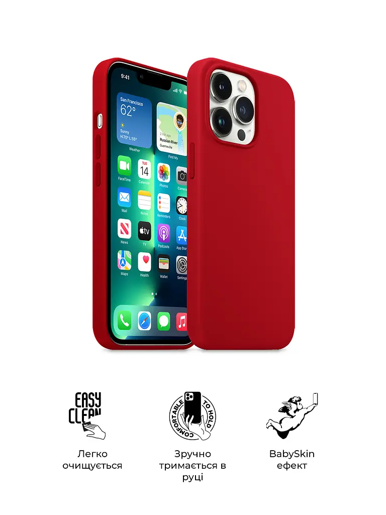 Силиконовый чехол для Apple iPhone 13 Pro Max, ICON2 Case, красный, противоударный, панель, защита всего корпуса, матовая поверхность Soft Touch, выступает над дисплеем, совместим с защитными стеклами и пленками, с микрофиброй - фото 3