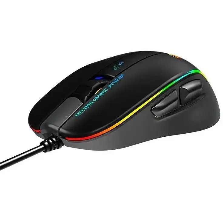 Компьютерная мышь Mееtion GM23_2023 игровая оптическая проводная 12800 DPI 7 кнопок RGB подсветка черная - фото 6