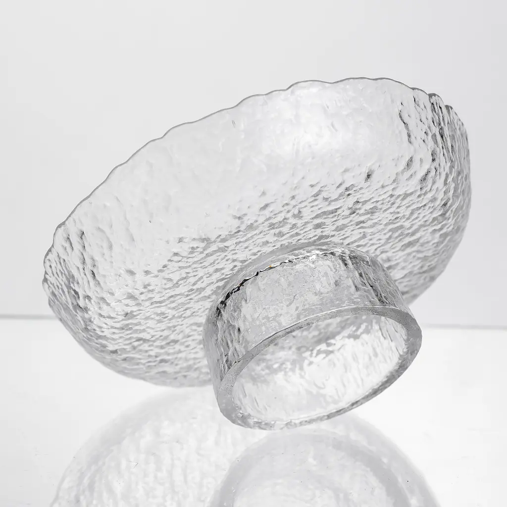 Фруктовниця на ніжці Ice Textured 15 см з крижаною текстурою скла Yiwu HP-34-88 - фото 4