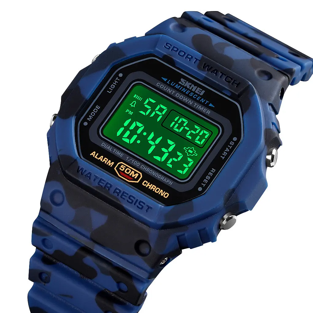 Наручний годинник чоловічий Skmei 1628 Blue Camo, 1628CMBU (12265) - фото 4