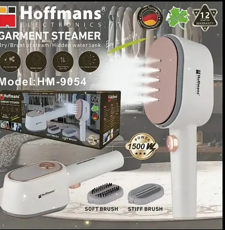 Ручний відпарювач Hoffmans HM-9054 1500 Вт • Вертикальний парогенератор для одягу з резервуаром 100 мл і 2 насадками - фото 4