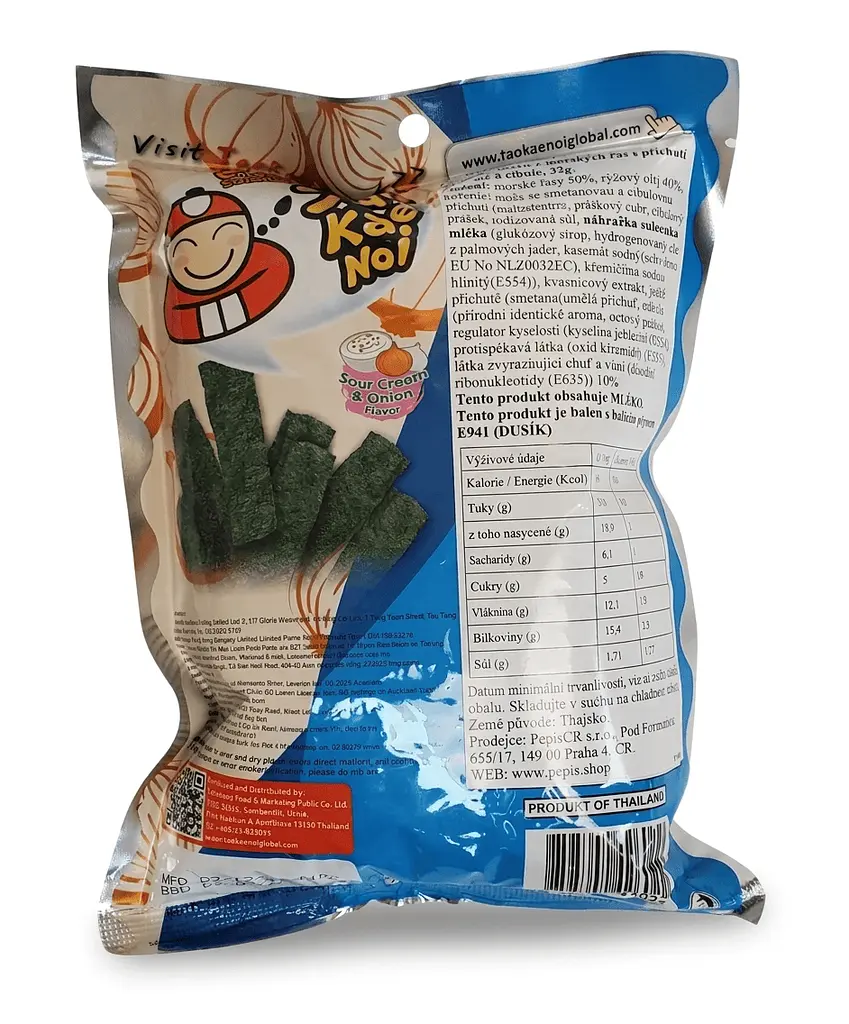 Чіпси Норі Tao Kae Noi Crispy Seaweed Sour Cream Onion 32г - фото 4
