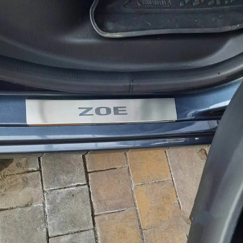 Накладки на пороги для Renault Zoe 2012-2024 Нержавіюча сталь із загином та Логотипом 4 шт (Premium P-RE39) - фото 3