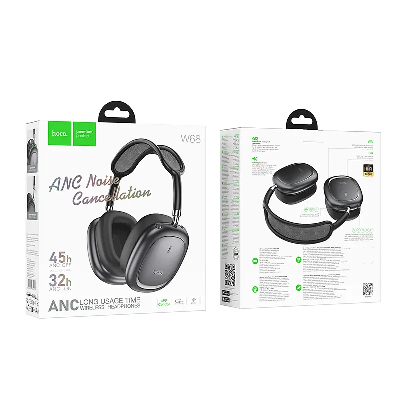 Бездротові накладні навушники HOCO W68 Calma ANC noise-canceling BT headphones(App) Metal Gray (6942007674003) - фото 2