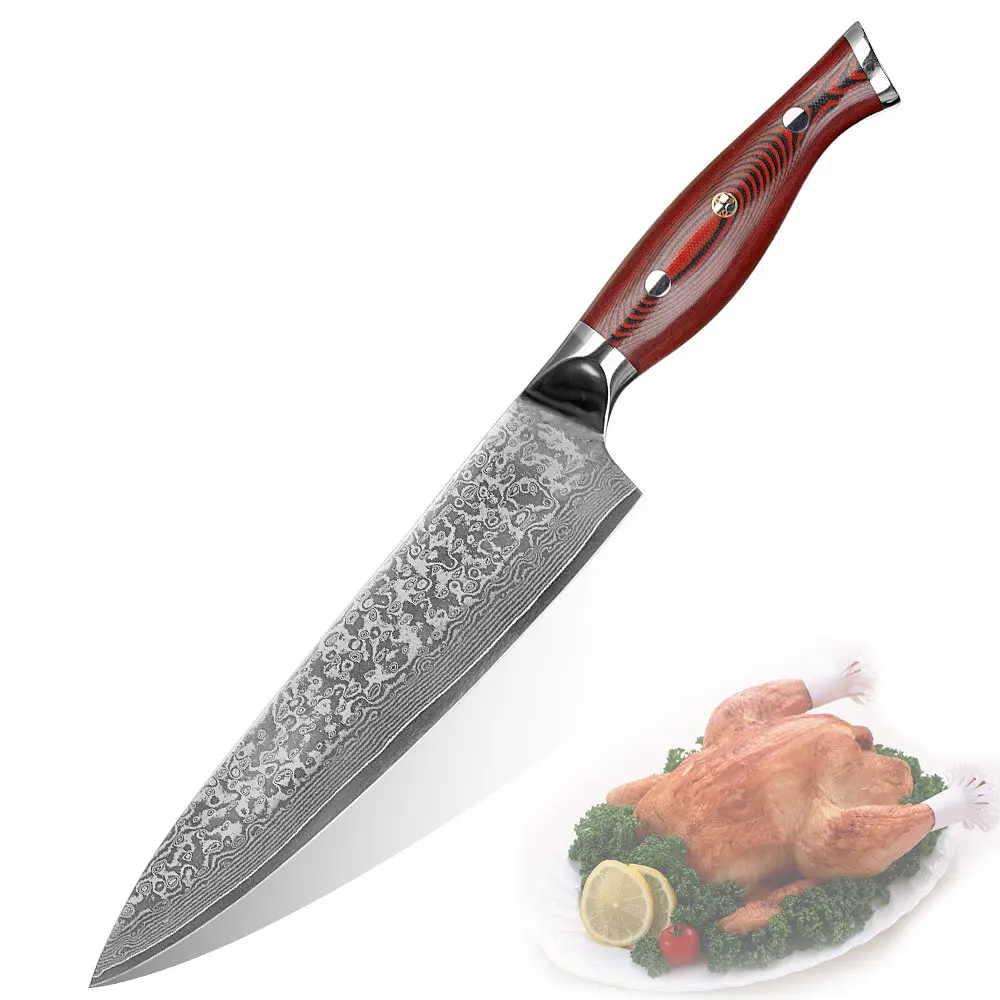 Ніж кухарський 20 см Damascus DK-FK 1001 VG-10 Дамаська сталь 67 шарів - фото 4