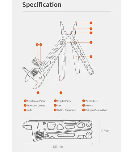 Мультитул Nextool Vanguard Multifunctional Wrench NE20131 Black - фото 4