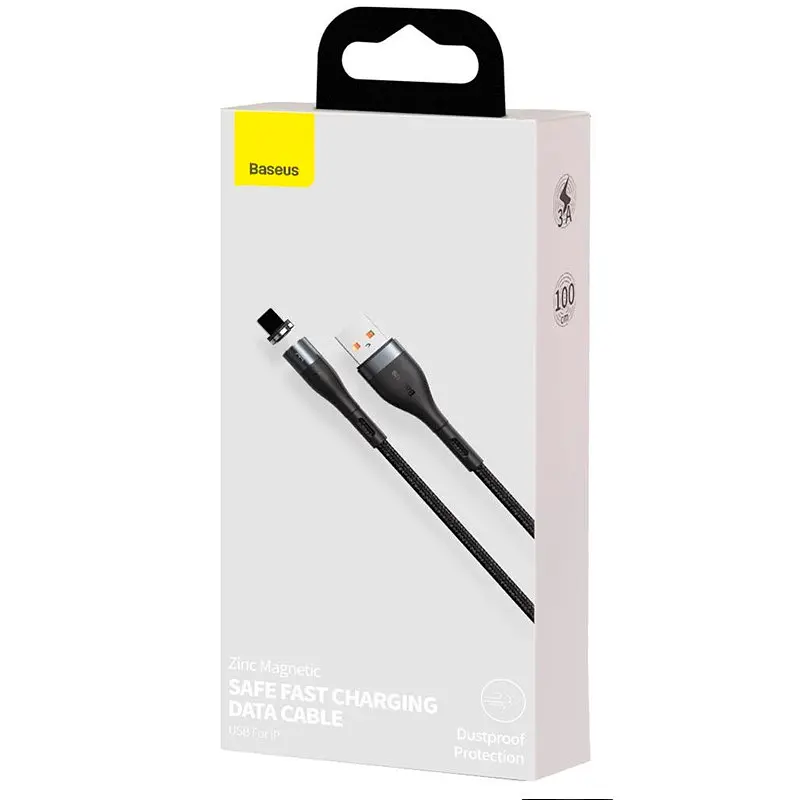 Кабель Baseus Zinc Fabric Magnetic Cable USB to Lightning 2.4A 1m CALXC-KG1 Black-Grey - фото 8