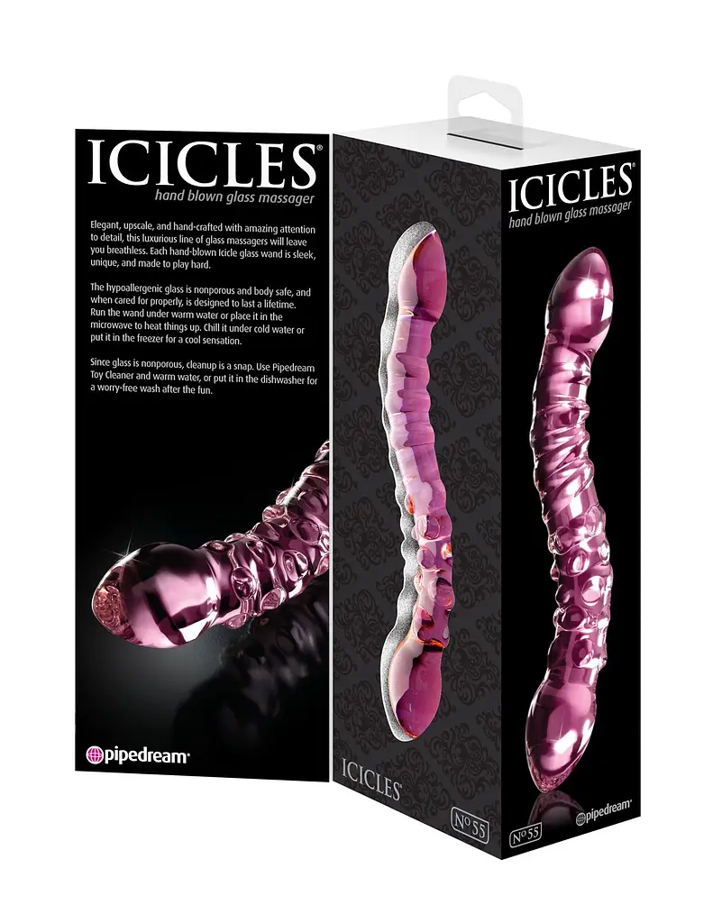 Двосторонній фалоімітатор Icicles Model 55 19.5 см (рожевий) - фото 5