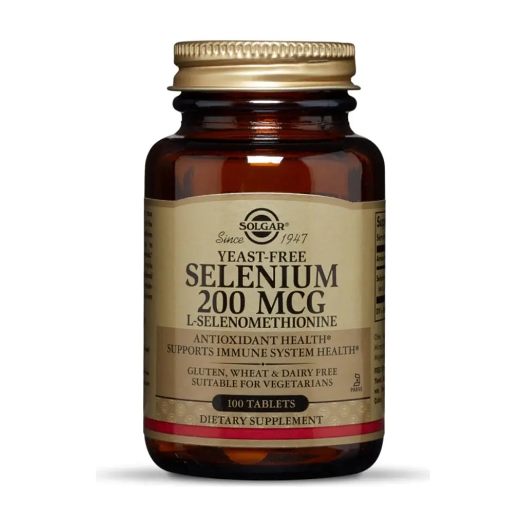 Мінерали Solgar Селен, (селенометіонін), Selenium, Yeast-Free, 200 мкг, 100 (SOL02557)