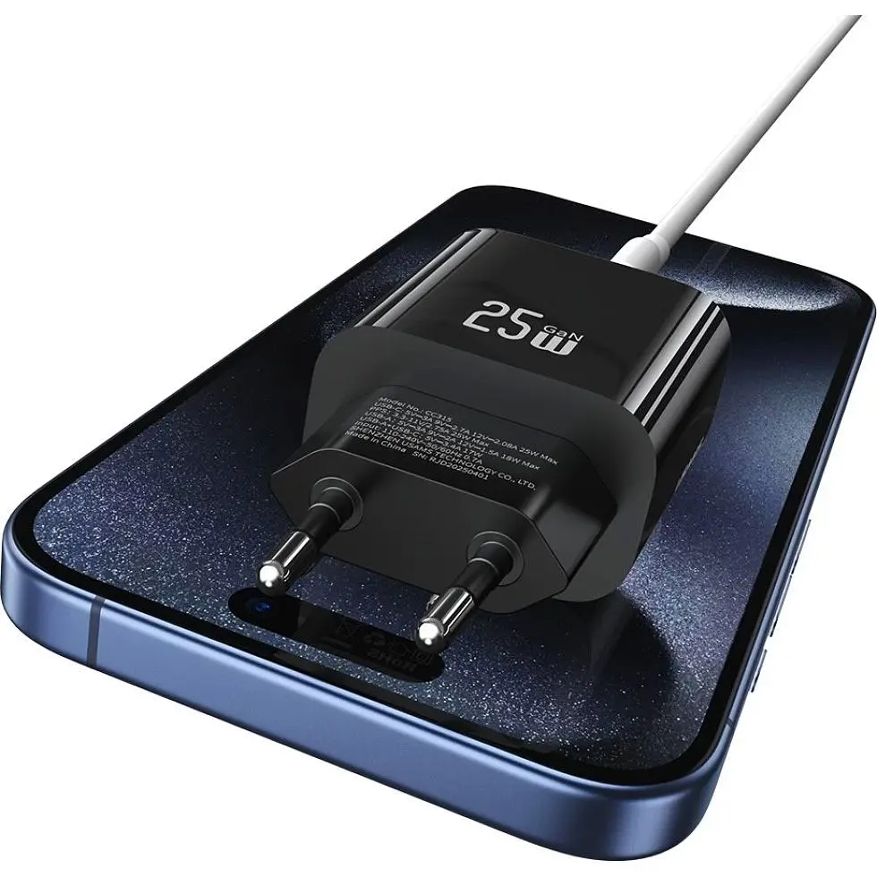 Сетевое зарядное устройство Usams T65 US-CC315 25W Black (CC315TC01) [164374] - фото 5