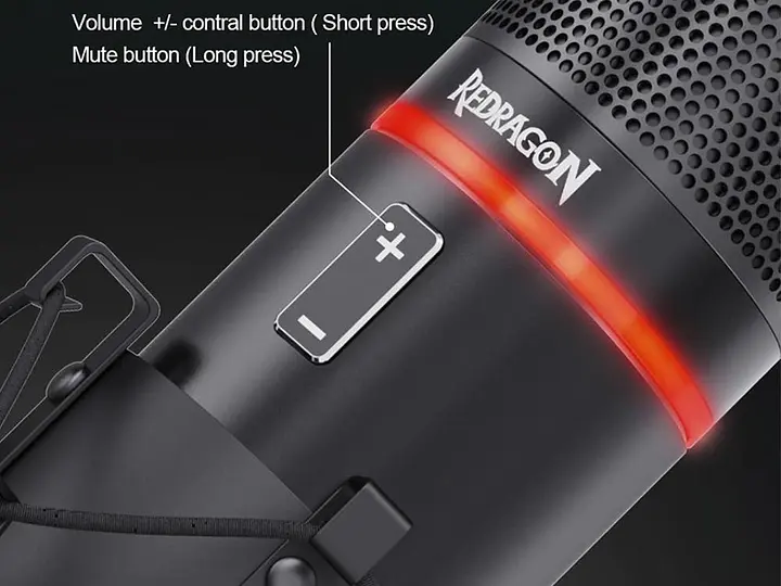 Стрімовиймікрофон Redragon Blazar GM300 (USB) металевий з підставкою кабель 1.7м - фото 6